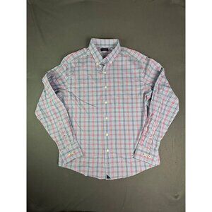 UNTUCKit Mens Medium Leland Gingham Button Down Shirt Slim Fit Blue/ Red